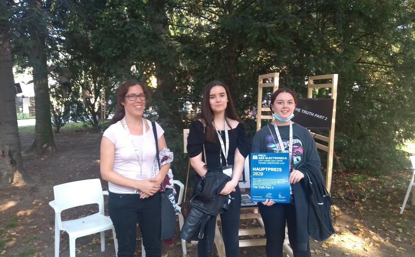 Sonja, Selen and Selina at the U19-Create Your World Exhibition